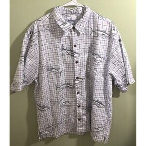 Guy Harvey Men's Casual Button Down Shirt Fish Blue White Size Large